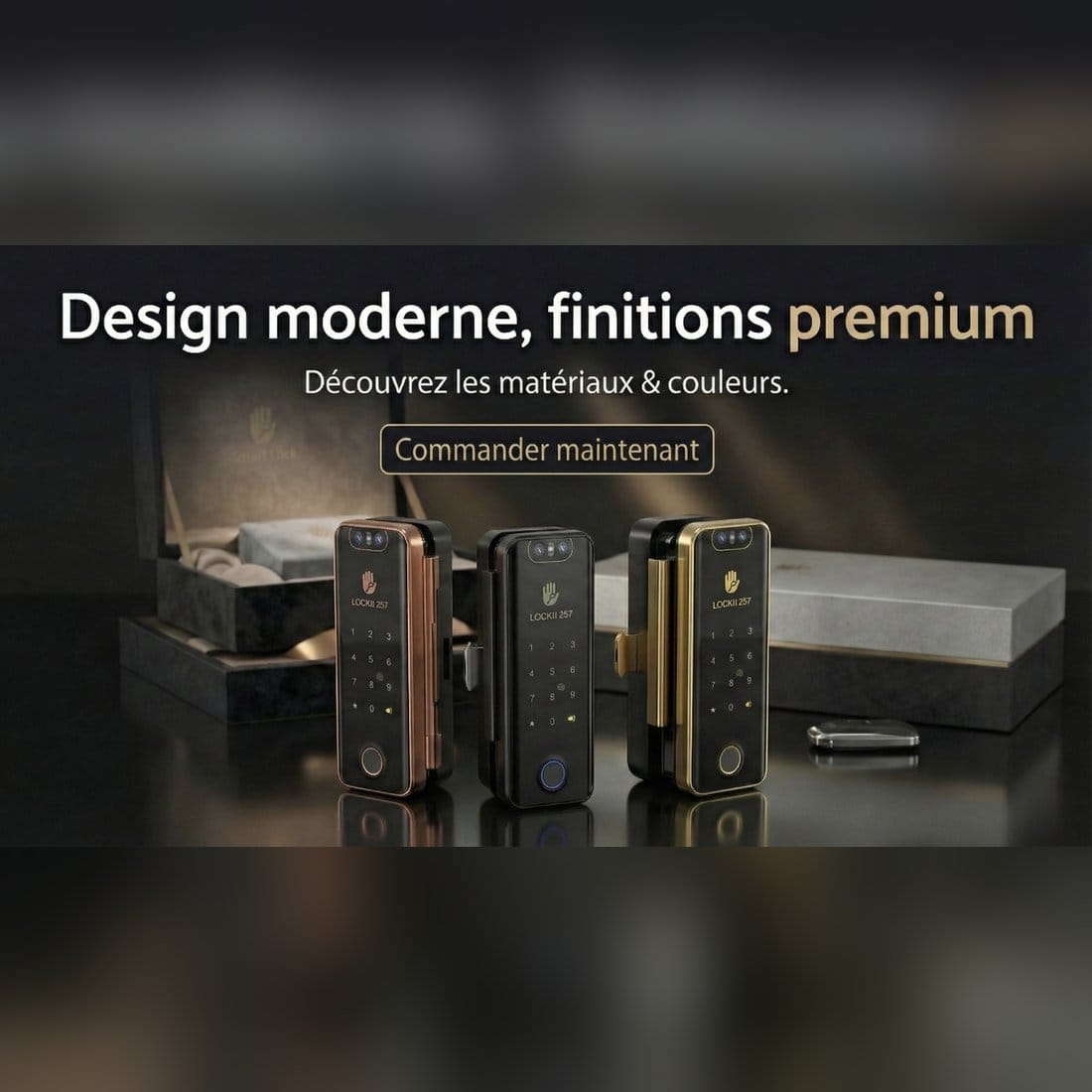 LOCKII 257, design moderne, finitions premium : noir, doré, bronze